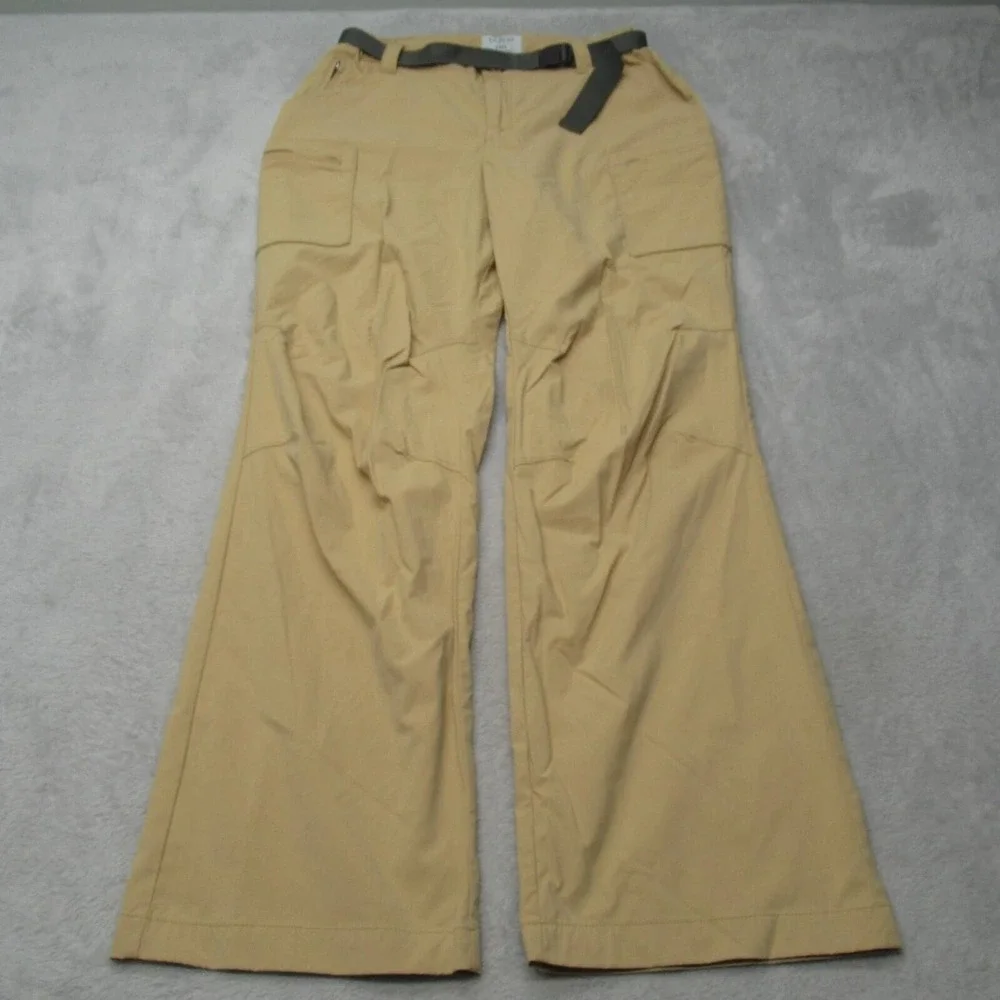 LL Bean Pants Mens Small Tan Flex Waist Belted Cargo SunSmart Hiking 30x33